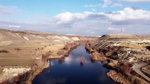 River and Mountain View 4K Stock Footage 301606346