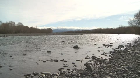 River and mountains in background Stock Footage 8523243