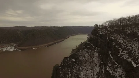River and mountains Overflight on copter. Video stock 75252184