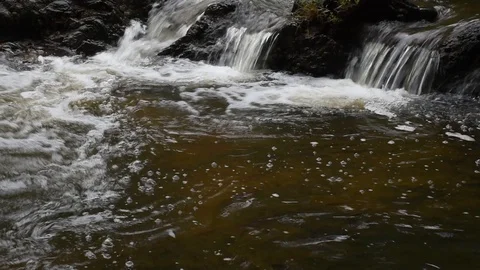 The river and the power of waterfall Stock Footage 129453378