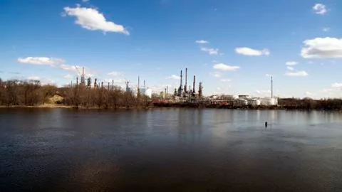 River and Refinery Stock Photos