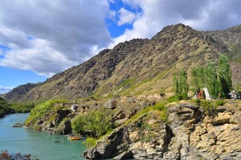 River and rock mountain background Foto stock