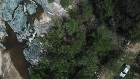 River and rocks from above Video stock 130479633
