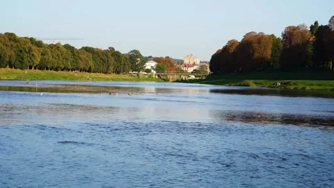River and shore view, river bank in the city Stock Footage 253300542