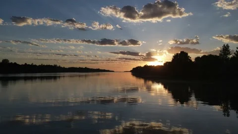 River and sky at sunset Stock Footage 152093449