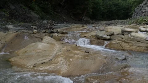 The River And Small Rapids, In The Woods From The Mountains Flow Beautifully The Stock Footage 161985066