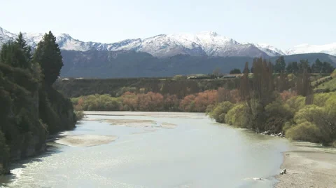 River and snow mountains Stock Footage 5503337