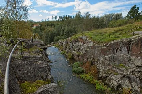 River and stone bridge. Stock Photos