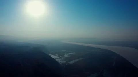 River  and sun in winter Video stock 157075906