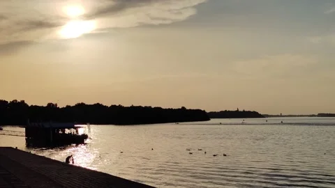 The river and sunset Stock Footage 158680075