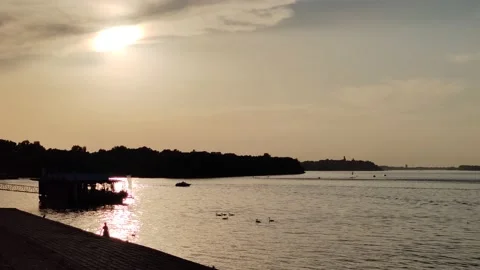 The river and sunset Vídeo Stock 158682401