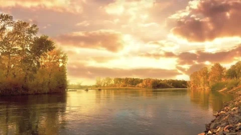River and sunset. Stock Footage 279862520