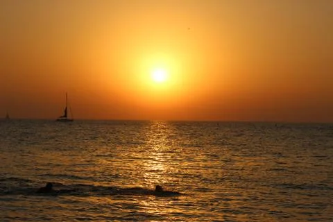 River and sunset Foto stock