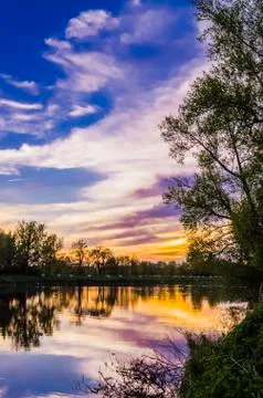 River and sunset Stock Photos