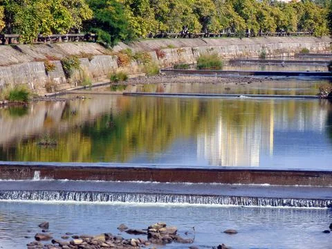 River and trees in Baia Mare city Stock Photos