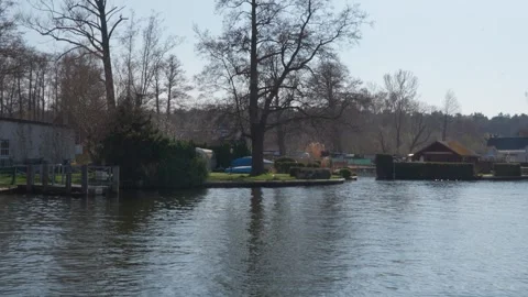 River and trees in Germany, slow motion Stock Footage 305758931