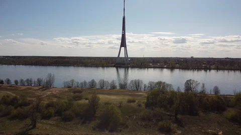 River and tv tower 動画素材 129366727