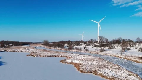 River and Wind Mills 스톡 동영상 322147351