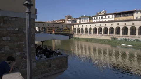 River Arno and Ponte Vecchio, Florence, Tuscany, Italy Stock Footage 129148218