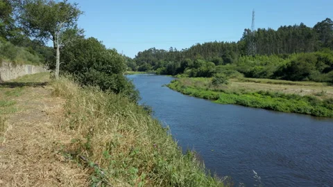 River Ave in Vila do Conde, Portugal in summer. Video stock 195890647