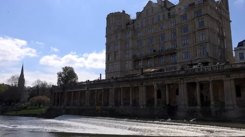 River Avon Bath historic city in England classical architecture UK 4K Stock Footage 106691753