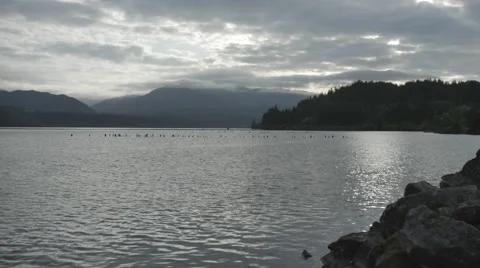 River background with clouds 4k Stock Footage 44325225