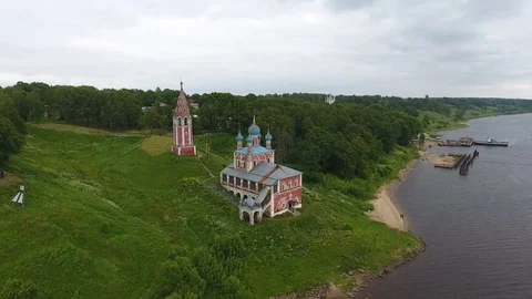 On the river Bank Church Stock Footage 101659986