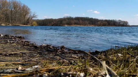 River Bank Waves Stock Footage 148157409