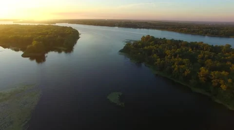 River  banks during sunset Stock Footage 67380858