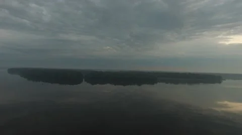 River banks in the haze, the sky in the clouds Stock-Footage 63488445