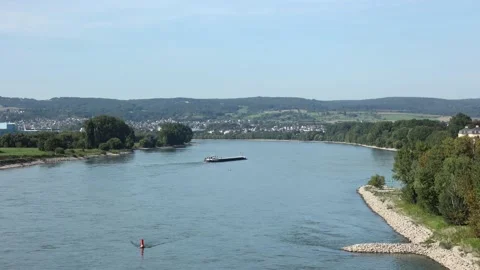 A river barge on the river Rhine - time lapse Stock Footage 169859119