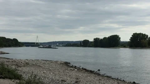 River barges on the river Rhine, Germany - time lapse Stock Footage 169859700