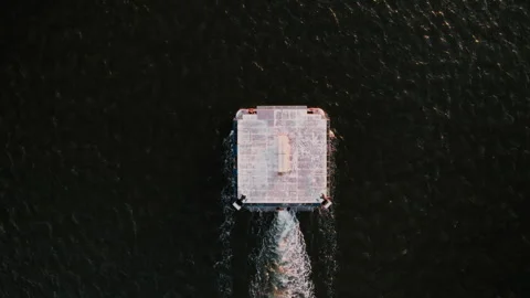 River-based restaurant sailing Stock Footage 258046521