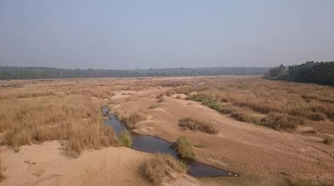River basin of a Dried river with some stagnant water. It is the basin of Bar 写真素材