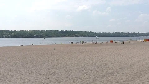 River beach is a hot sunny day Stock Footage 80614648