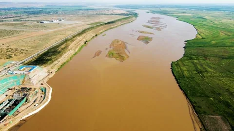 River Beach, River Channel-Yellow River Stock Footage 258091559