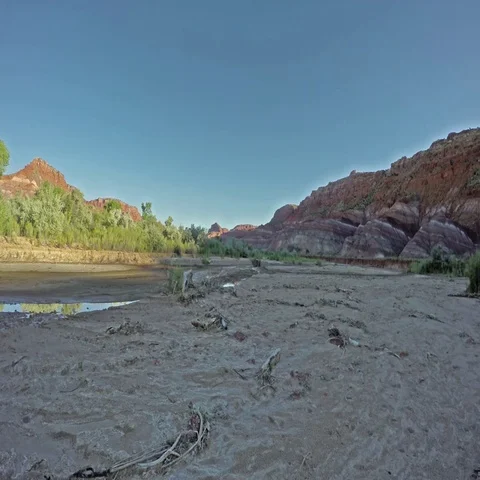 River bead with colorful mountains Stock Footage 69324481