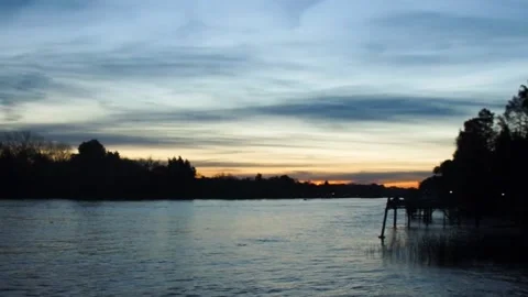 River with beautiful sky at sunset Stock Footage 196447685