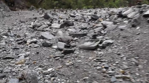 River bed full of cairn Stock Footage 112365922