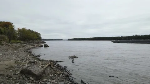 River Bed Slide with Boat Stock Footage 170394359