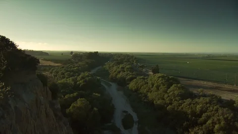 River Bed in Valley Stock Footage 123796404