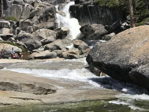 River below the falls Foto stock