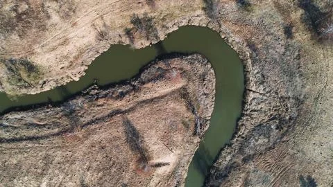 River bend in the shape of a horseshoe. Stock Photos