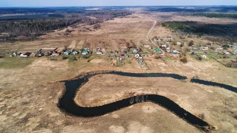 River bend in the shape of a horseshoe. Stock Photos