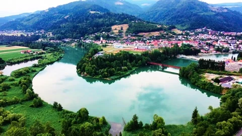 River bend with trees Stock Footage 312549363