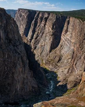 The river bends along the Chasm View Trail Black Canyon of the Gunnison North Stock Photos