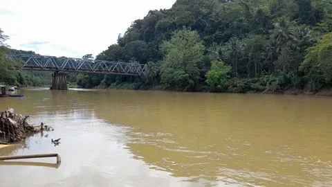 River between bridges again quiet in the countryside Stock Footage 296304149