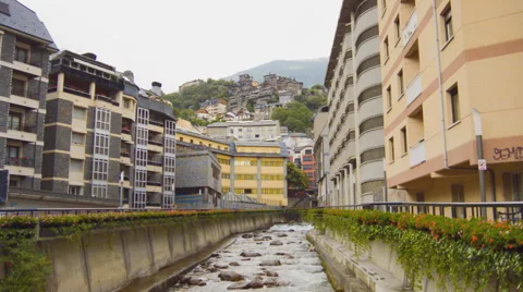 River Between Buildings Stock Footage 67453399