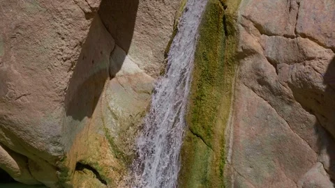 River between high mountains in Chebika oasis in Tozeur Governorate. Stock Footage 296366362
