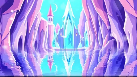 River between Ice Mountain: Long Icy Mountain With River In Between the Gap Ani Stock Footage 306505072